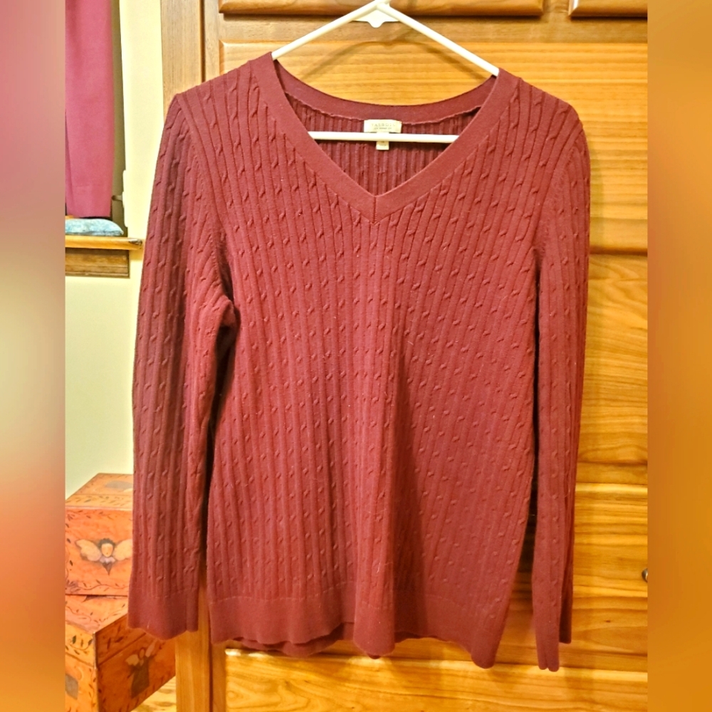 Talbots 1X cranberry colored sweater
